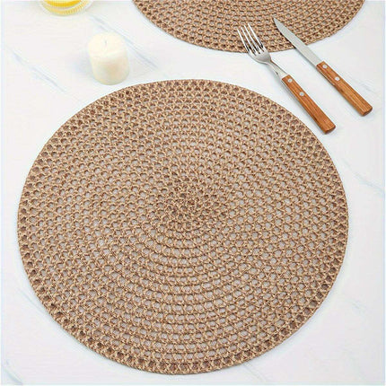 Set of 4 Stylish Brown Jute Non-Slip Heat-Resistant Placemats for Eco-Friendly Dining - Très Elite