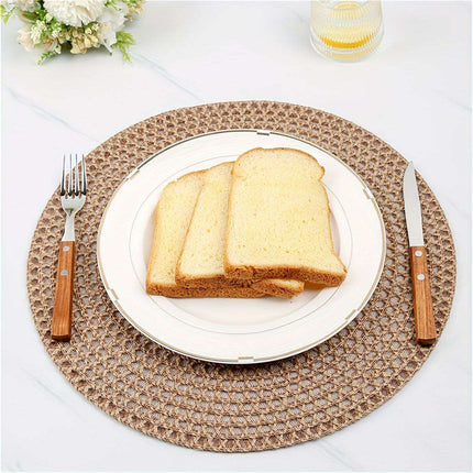 Set of 4 Stylish Brown Jute Non-Slip Heat-Resistant Placemats for Eco-Friendly Dining - Très Elite