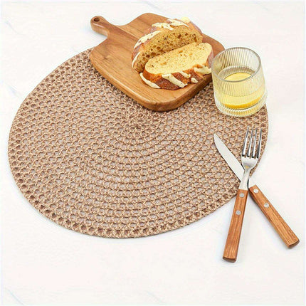Set of 4 Stylish Brown Jute Non-Slip Heat-Resistant Placemats for Eco-Friendly Dining - Très Elite