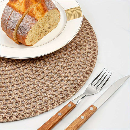 Set of 4 Stylish Brown Jute Non-Slip Heat-Resistant Placemats for Eco-Friendly Dining - Très Elite