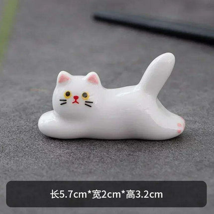 Set of 5 Cute Cat-Themed Ceramic Utensil Holders - Fun Japanese Chopstick Rests for a Joyful Dining Experience - Très Elite