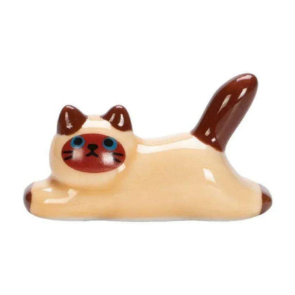 Set of 5 Cute Cat-Themed Ceramic Utensil Holders - Fun Japanese Chopstick Rests for a Joyful Dining Experience - Très Elite