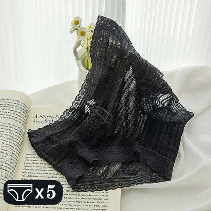 Set of 5 Women's Chic Lace Thong Briefs for Summer Elegance - Très Elite