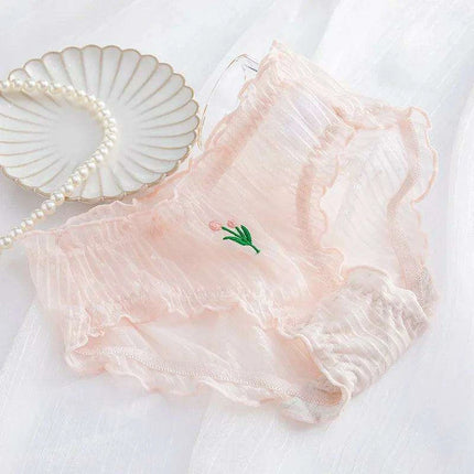 Set of 5 Women's Elegant Lace Mesh Briefs - Summer Breathable Comfort Underwear - Très Elite