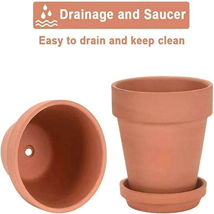 Set of 6 Adorable Mini Terracotta Pots with Saucers - Perfect for Succulents, Cacti, and Herbs - Sturdy Clay Planters for Home and Garden Decoration - Très Elite