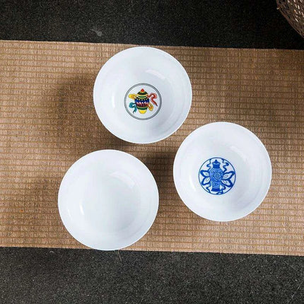 Set of 6 Elegant Blue and White Porcelain Ramen Bowls Featuring Vintage Chinese Dragon Design - Très Elite