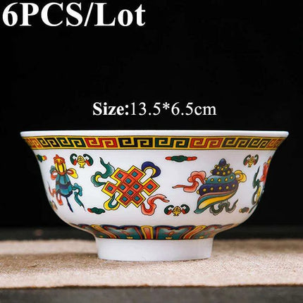 Set of 6 Elegant Blue and White Porcelain Ramen Bowls Featuring Vintage Chinese Dragon Design - Très Elite