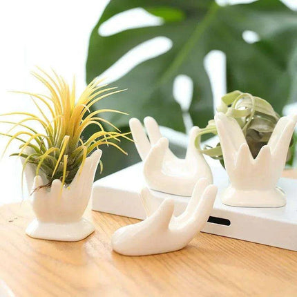 Set of 6 Elegant White Porcelain Handcrafted Ceramic Egg Holders with Business Card Stand - Très Elite