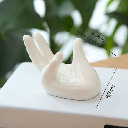Set of 6 Elegant White Porcelain Handcrafted Ceramic Egg Holders with Business Card Stand - Très Elite