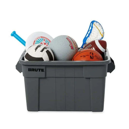 Set of 6 Heavy-Duty Gray Storage Bins with Lids for Versatile Organization and Moving Solutions - Très Elite
