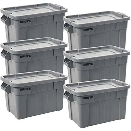 Set of 6 Heavy-Duty Gray Storage Bins with Lids for Versatile Organization and Moving Solutions - Très Elite