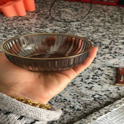 Set of 6 Stylish Durable Acrylic Snack Bowls with Gold Trim - Chic Frosted Glass Design, Fast Shipping - Très Elite