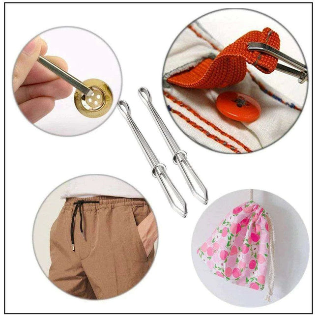 Sewing Revolution: Premium Stainless Steel Bodkin Threader with Elastic Clips