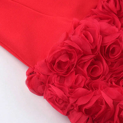 Sexy 3D Flower Texture Tube Top Dress - Très Elite