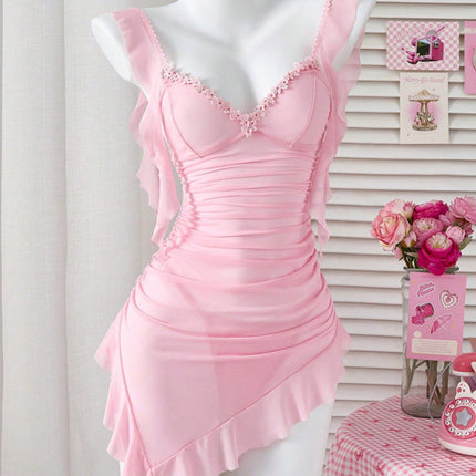 Sexy lingerie see-through mesh backless camisole lingerie nightgown - Très Elite