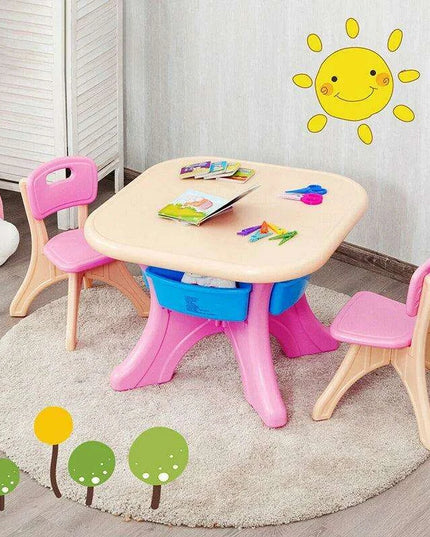Kids' Creative Plastic Furniture Set with Storage Bins | Eco-Friendly Design | Fun and Durable Table and Chairs for Young Children