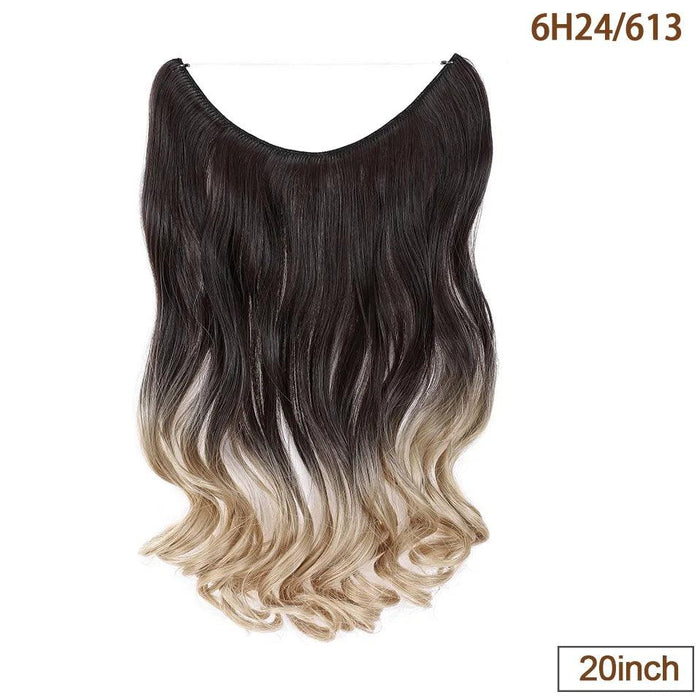 20-Inch Versatile Adjustable Invisible Wire Hair Extensions - Curly and Sleek Options