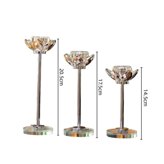 Glistening Golden Lotus Candle Stand with Crystal Floral Details - Exquisite Wedding Centerpiece