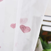 Korean Pink Love Embroidery Blackout Curtains – Tulle & Double Layer, Girls’ Room