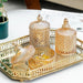 Amber Radiance Crystal Glass Storage Jar with Lid for Jewelry and Event Decor