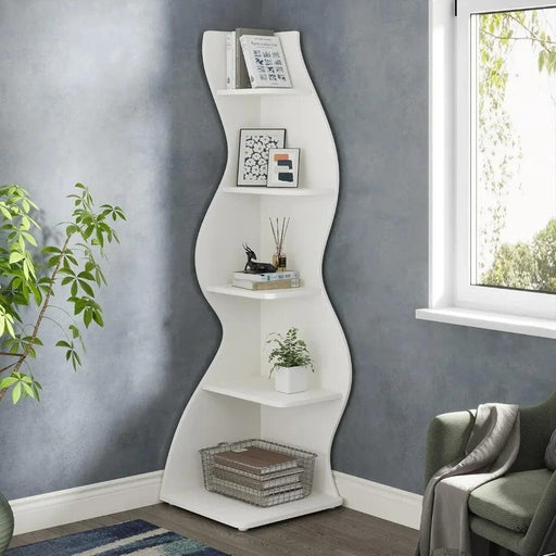 Chic 5-Tier Corner Bookshelf Set for Elegant Storage and Plant Showcase in Any Room