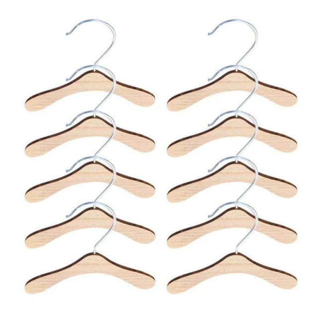 10-Piece Wooden Dog Clothing Hangers - Sturdy and Lightweight Pet Apparel Organizers