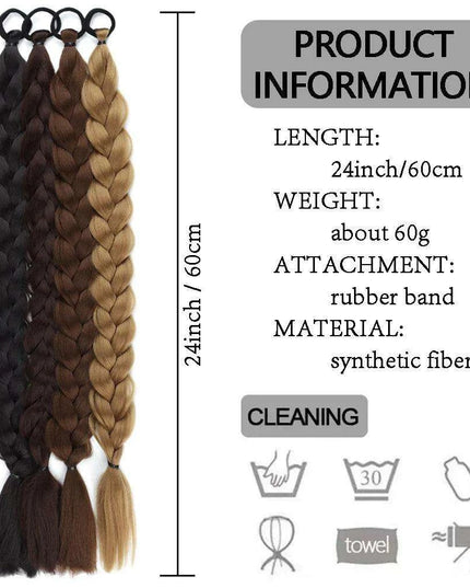 Chic Transformation: 24-Inch Long Twist Braid Ponytail Extensions for Effortless Elegance