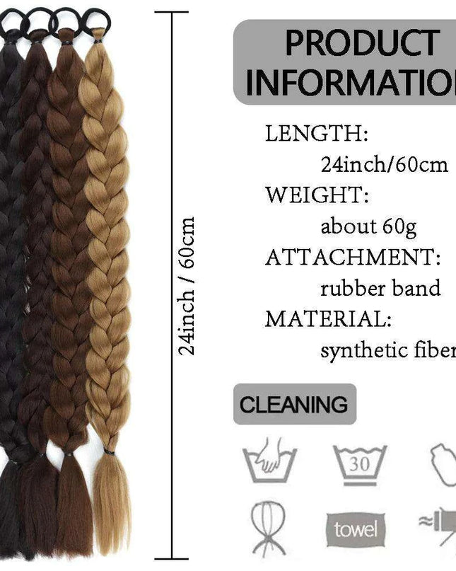 Chic Transformation: 24-Inch Long Twist Braid Ponytail Extensions for Effortless Elegance