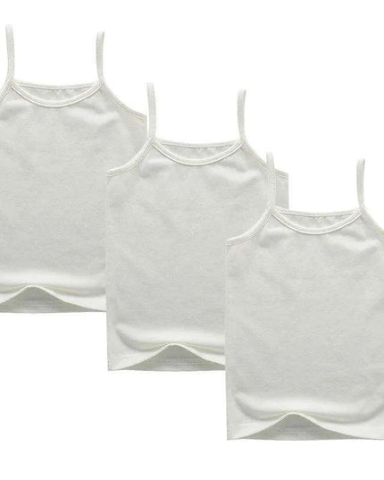 3-Pack Girls' Trendy Sleeveless Cotton Cami Tops - Stylish Spaghetti Strap Vests for Kids