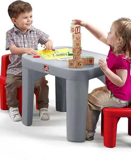Imaginative Charcoal and Crimson Kids Play Table and Chair Set - Durable Furniture for Creative Adventures