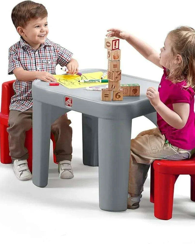 Imaginative Charcoal and Crimson Kids Play Table and Chair Set - Durable Furniture for Creative Adventures