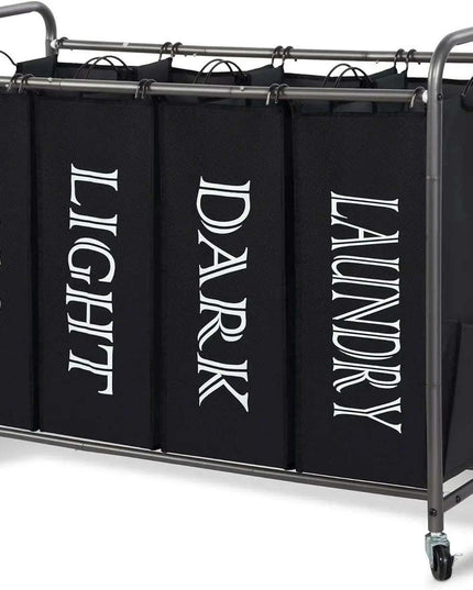 4-Section Portable Laundry Organizer with Waterproof Bags for Effortless Sorting