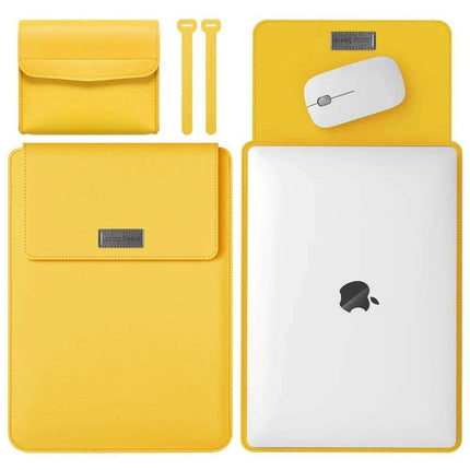 Elegant 13-inch PU Leather MacBook Air Pro Sleeve Set with Medium Bag & Cable Organizers