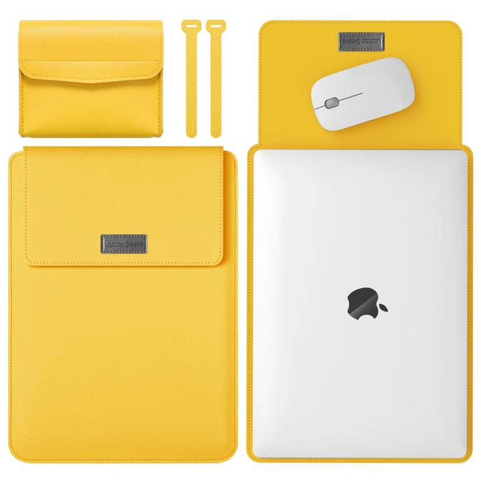Elegant 13-inch PU Leather MacBook Air Pro Sleeve Set with Medium Bag & Cable Organizers