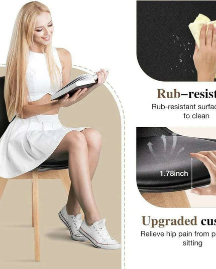 Sleek Mid-Century Dining Chair Ensemble: 4 Premium Leather-Cushioned Seats