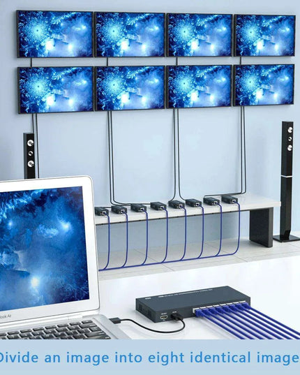 200M HDMI Splitter & Extender - 8 Outputs with Long-Distance Support for CAT5/6/7 Cables