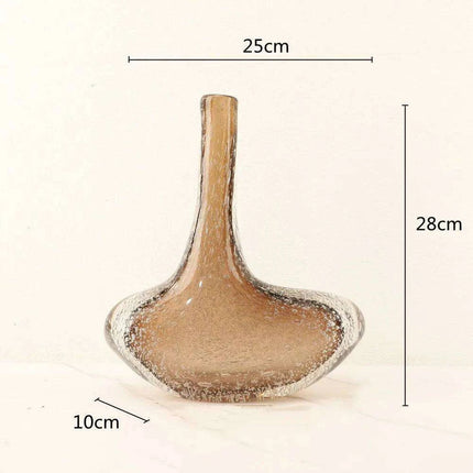 Brown Glazed Glass Vase with Bubble Pattern - Versatile Home Decor Accent for Flowers & Terrariums