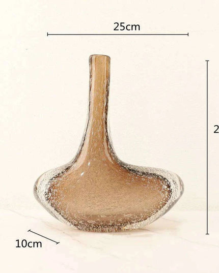 Brown Glazed Glass Vase with Bubble Pattern - Versatile Home Decor Accent for Flowers & Terrariums