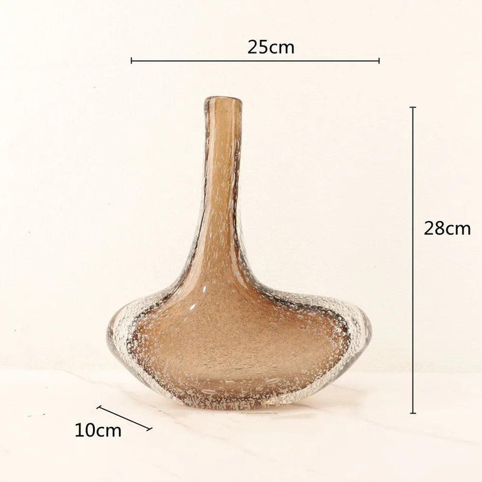 Brown Glazed Glass Vase with Bubble Pattern - Versatile Home Decor Accent for Flowers & Terrariums