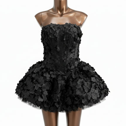 Strapless Floral Petal A-Line Cocktail Dress — Elegant Evening & Prom Gown