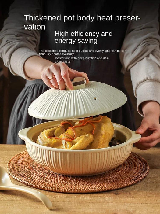 Japanese Ceramic Double Handle Stew Pot for Authentic Gas Stove Cooking
