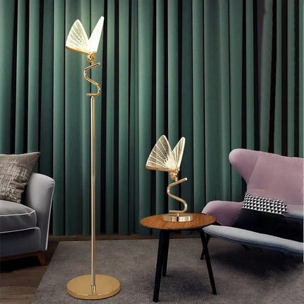 Butterfly Iron Art Lamp — Table & Floor, Luxury Crystal Design