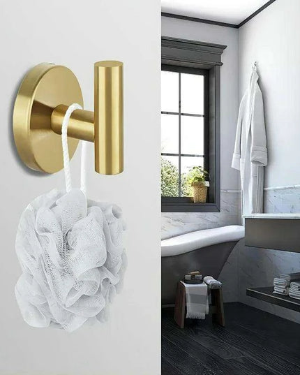Set of 4 Opulent Gold Stainless Steel Towel Hooks for Stylish Bathroom Organization