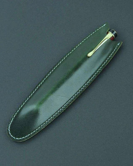 Elegant Cowhide Leather Zippered Pen Organizer for a Classy Workspace