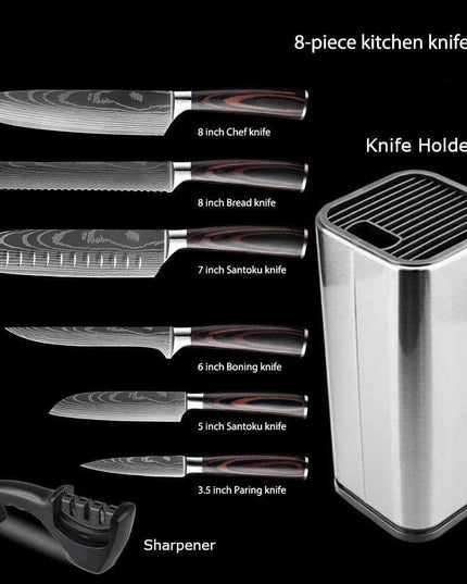 Exquisite Damascus Steel Chef Knife Collection - 1-10Pcs Japanese Santoku and Utility Knives for Culinary Excellence
