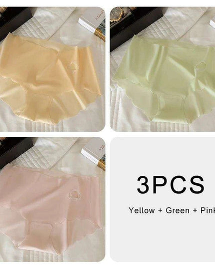 3-Pack Women's Luxurious Ice Silk Mid-Rise Briefs - Ultimate Comfort Seamless Lingerie