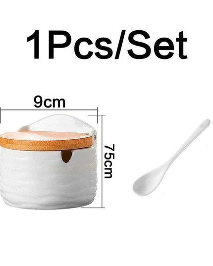 Chic European Ceramic Spice Storage Set with Salt Box & Condiment Organizer