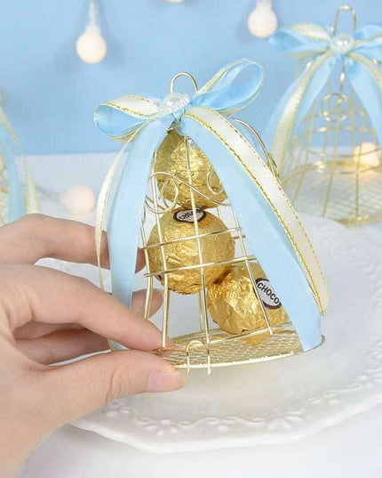 Charming Mini Gold Birdcage Treat Boxes - Perfect Favors for Elegant Celebrations
