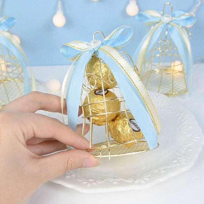 Elegant Gold Birdcage Candy Favor Boxes - Versatile Event Decor Accents