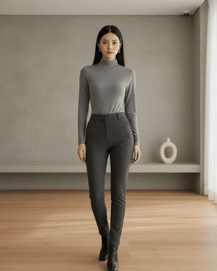 Women's Casual Turtleneck Long Sleeve Jumpsuit Bodysuit Tights